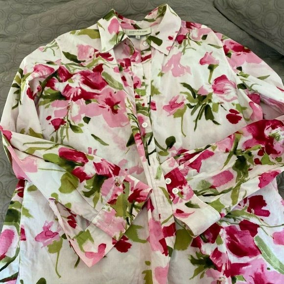 Johns New York Sport Flower Blouse Size L - Picture 3 of 8